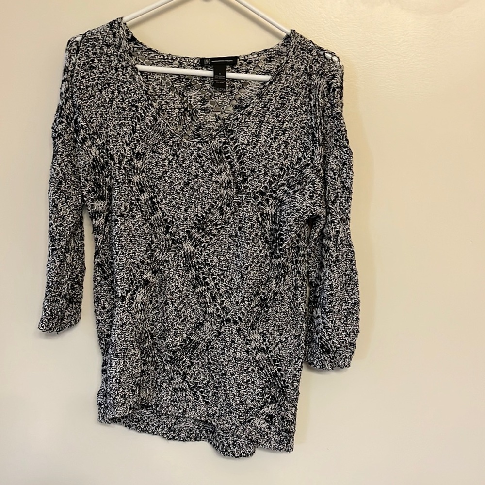 Ope weave black and white sweater, size s